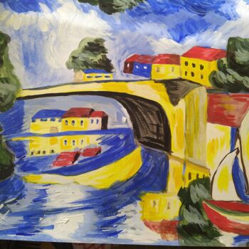 Painting titled "bridge" by Katalin Tóth, Original Artwork, Acrylic