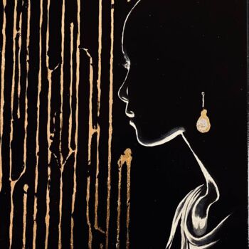 Painting titled "Woman" by Katalina Tattoo, Original Artwork, Oil Mounted on Wood Stretcher frame