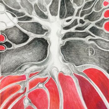 Drawing titled "TREE OF KNOWLEDGE -…" by Katarzyna Dietrych, Original Artwork, Pastel