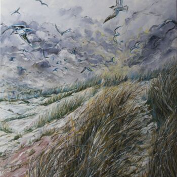 Peinture intitulée "Just like a bird" par Katarzyna Machejek, Œuvre d'art originale, Huile Monté sur Châssis en bois