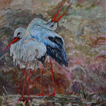 Pintura titulada "Two Birds" por Katarzyna Machejek, Obra de arte original, Oleo