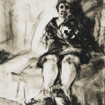 Drawing titled ""People"" by Katarzyna Płaskowicz, Original Artwork, Charcoal