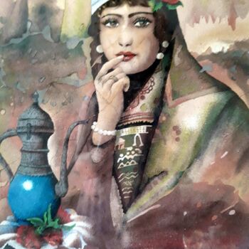 Pittura intitolato "Iranian woman" da Katayoun Dodangeh, Opera d'arte originale, pigmenti