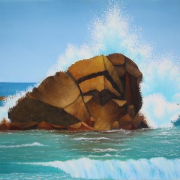 Peinture intitulée "Le gros rocher" par Katia Beranger (KatB.Art), Œuvre d'art originale, Huile