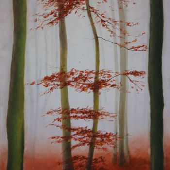 Pittura intitolato "L'arbre au feuillag…" da Katia Beranger (KatB.Art), Opera d'arte originale, Olio