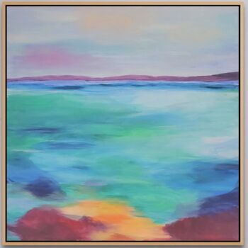 Painting titled "Jewelled Seas (fram…" by Kate Hessling, Original Artwork, Acrylic Mounted on Wood Stretcher frame