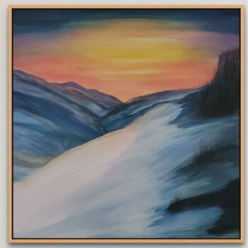 Painting titled "Rugged Mountain Ran…" by Kate Hessling, Original Artwork, Acrylic Mounted on Wood Stretcher frame