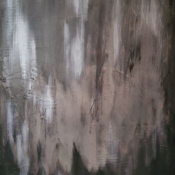 Painting titled "Beneath (silver)" by Kate Hessling, Original Artwork, Acrylic Mounted on Wood Stretcher frame