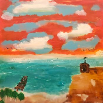 Painting titled "Burnt Skies: The ol…" by Kate Hessling, Original Artwork, Acrylic Mounted on Wood Stretcher frame