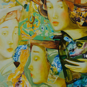 Malerei mit dem Titel "Three Graces" von Kate Kulish, Original-Kunstwerk, Öl