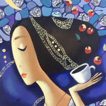 Painting titled "Midnight tea" by Kate Kulish, Original Artwork, Oil