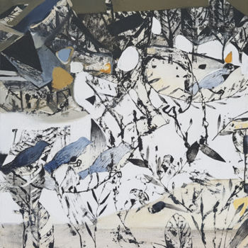 Peinture intitulée "Birds of Kandinsky-3" par Kate Kulish, Œuvre d'art originale, Huile
