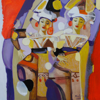 Pittura intitolato "Bali's dance 2" da Kate Kulish, Opera d'arte originale, Olio