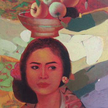 Pintura intitulada "Traditions of Bali" por Kate Kulish, Obras de arte originais, Óleo