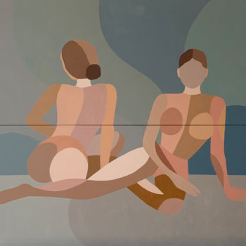 「Girls (double canva…」というタイトルの絵画 Katalin Macevicsによって, オリジナルのアートワーク, アクリル