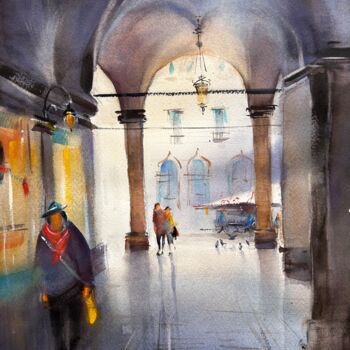 Peinture intitulée "STREET IN VENICE" par Kate Matveeva, Œuvre d'art originale, Aquarelle