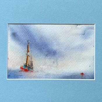 Pintura intitulada "#1 BALTIC SEA - min…" por Kate Matveeva, Obras de arte originais, Aquarela Montado em Cartão