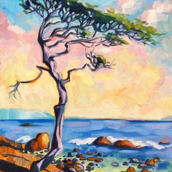 Malerei mit dem Titel "Summer Sea" von Kate Revill, Original-Kunstwerk, Öl Auf Keilrahmen aus Holz montiert