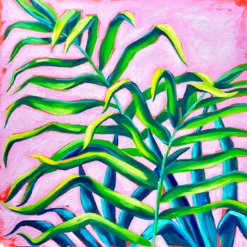 Pittura intitolato "Palms" da Kate Revill, Opera d'arte originale, Olio Montato su Altro pannello rigido