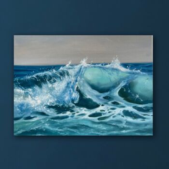 Peinture intitulée "Lazur wave" par Kate Samsoniuk, Œuvre d'art originale, Huile