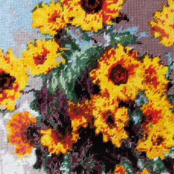 Textielkunst getiteld "Cross Stitch Still…" door Kateart, Origineel Kunstwerk, Borduurwerk Gemonteerd op Houten paneel