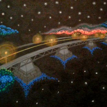 Ζωγραφική με τίτλο "Bridge over moon" από Katedaphney, Αυθεντικά έργα τέχνης