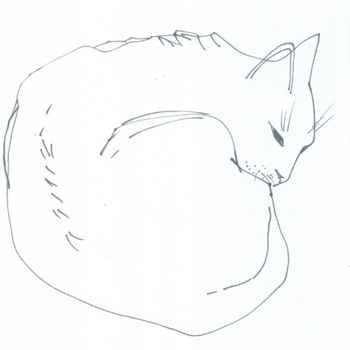 Drawing titled "a cat" by Katerina Demidenko (katedeladraw), Original Artwork, Marker