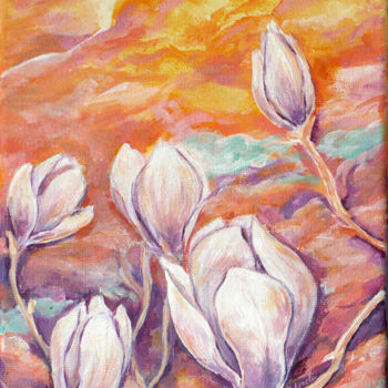 Peinture intitulée "Magnolia 2020 N.2" par Kateryna Loreli, Œuvre d'art originale, Acrylique