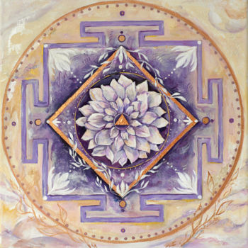 Painting titled "Flower Mandala" by Kateryna Loreli, Original Artwork, Acrylic