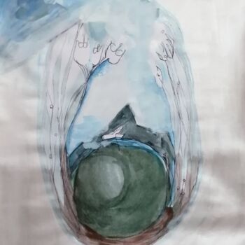 Pintura titulada "Inside" por Katerina Athanasiou, Obra de arte original, Acuarela Montado en Bastidor de camilla de madera