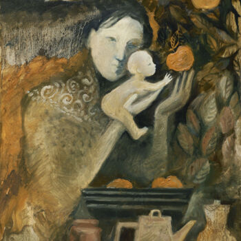 Картина под названием "The ripe fruit" - Katerina Bim, Подлинное произведение искусства, Масло Установлен на Деревянная рама…