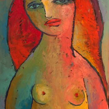 Painting titled "Girl portrait" by Katerina Sapozhkova, Original Artwork, Oil