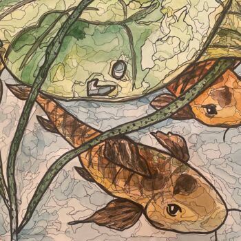 Картина под названием "Рыбы" - Катерина Шаляпина, Подлинное произведение искусства, Акварель