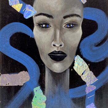 Painting titled "Black woman Bio rob…" by Katerina Shata, Original Artwork, Acrylic