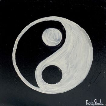Malarstwo zatytułowany „Yin yang wall art.…” autorstwa Katerina Shata, Oryginalna praca, Akryl