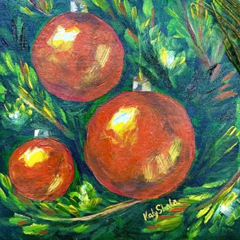 Painting titled "Christmas decoratio…" by Katerina Shata, Original Artwork, Oil