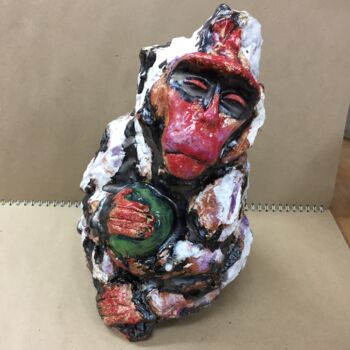 Sculpture titled "Monkey" by Katerina Sherman, Original Artwork, Ceramics