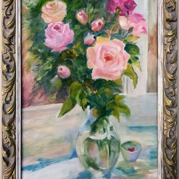 Painting titled "Spring" by Katerina Tranakou, Original Artwork, Oil Mounted on Cardboard
