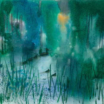 Peinture intitulée "Ducks" par Katerina Aster, Œuvre d'art originale, Aquarelle