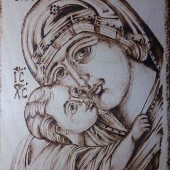 Pittura intitolato "Pyrography" da Katerina Bilia, Opera d'arte originale, Encausti