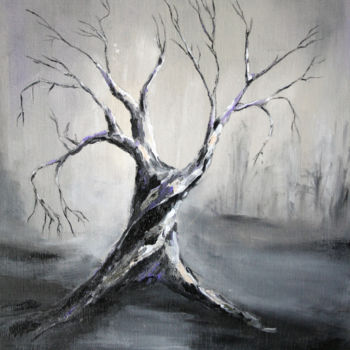 Painting titled "Темное дерево" by Ekaterina Mashkova, Original Artwork, Oil