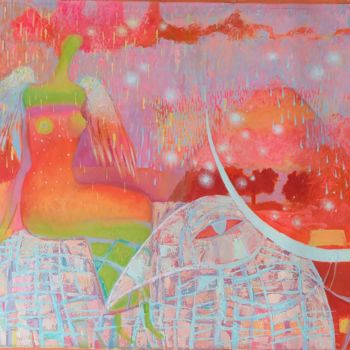 Schilderij getiteld "Pink wind" door Kateryna Lemesheva, Origineel Kunstwerk, Olie