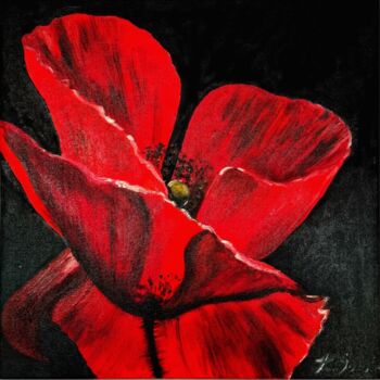Painting titled "Luminous poppy" by Kateryna Soroka (KattieArt), Original Artwork, Oil