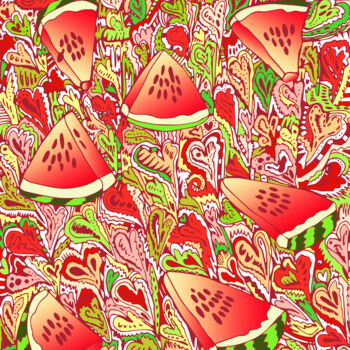 Digitale Kunst getiteld "Watermelon" door Kateryna Svyrydova, Origineel Kunstwerk, 2D Digital Work