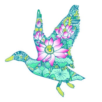 "Bird and lotuses" başlıklı Dijital Sanat Kateryna Svyrydova tarafından, Orijinal sanat, 2D Dijital Çalışma