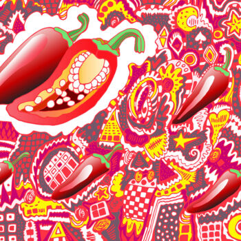 Цифровое искусство под названием "Chili peppers" - Kateryna Svyrydova, Подлинное произведение искусства, 2D Цифровая Работа