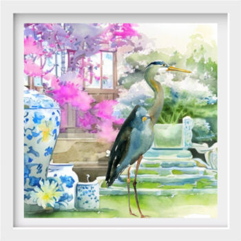 제목이 "Heron"인 미술작품 Kath Sapeha로, 원작, 수채화