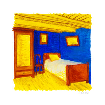Disegno intitolato "Bedroom" da Katherine Pieniazek, Opera d'arte originale, Olio