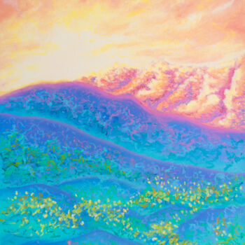 Painting titled "Hillside Blossoms" by Katherine Pieniazek, Original Artwork, Pastel