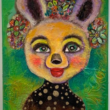 Schilderij getiteld "Midsummer Deer" door Kathi Halickman, Origineel Kunstwerk, Acryl